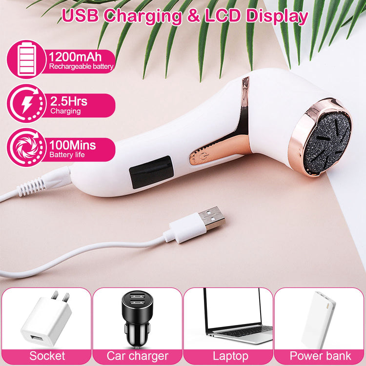 17Pcs Electric Foot Callus Remover With Vacuum Foot Grinder Rechargeable Foot File Dead Skin Pedicure Machine With 3 Grinding Heads 2 Speeds Foot Care Tool - PULSE MART