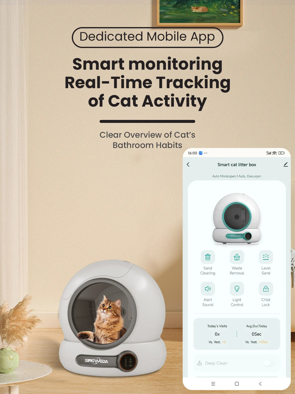 Automatic Self-Cleaning Cat Litter Box with App Control & Smart Deodorizer