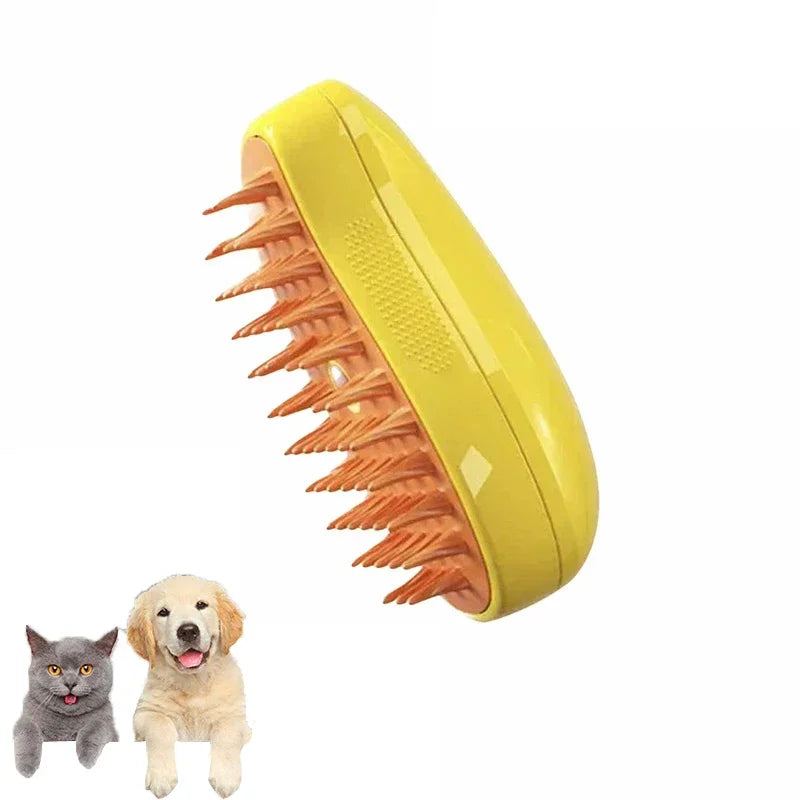 3-in-1 Electric Pet Steam Brush – Cat & Dog Grooming Brush with Spray & Massage Comb