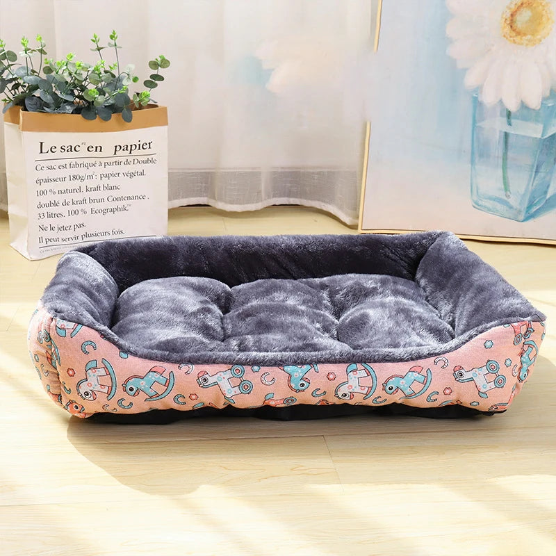 Winter Dog Bed Sofa Mat, Plush Calming Pet Basket Cushion