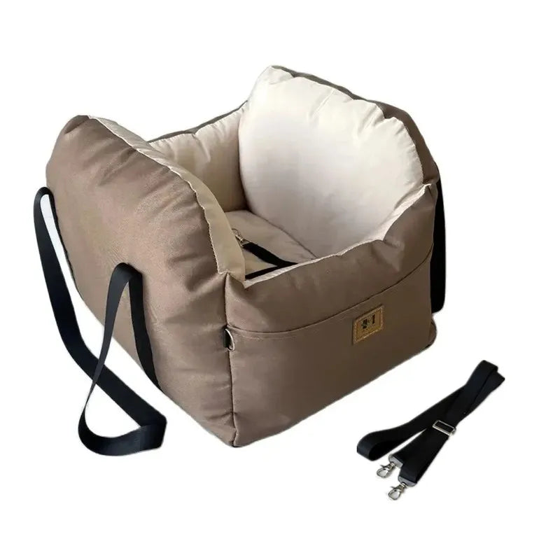 Four-Season Dog Car Seat with Safety Belt, Washable Pet Booster Nest