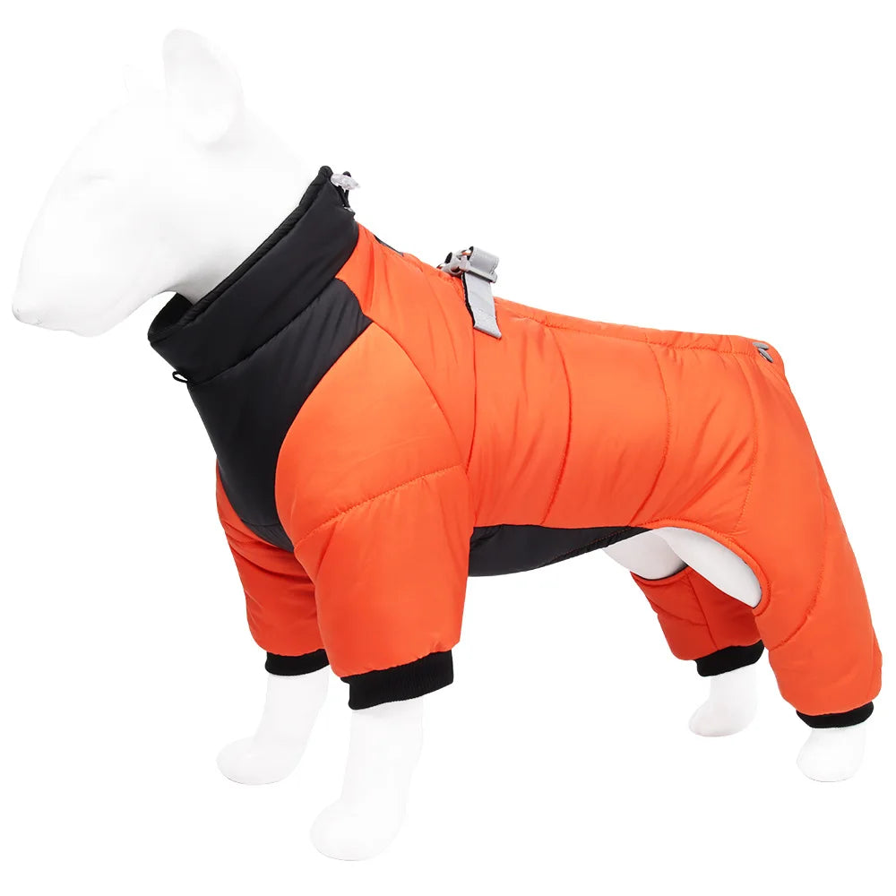 Reflective Four-Legged Dog Winter Coat - Rainproof Windproof Overalls
