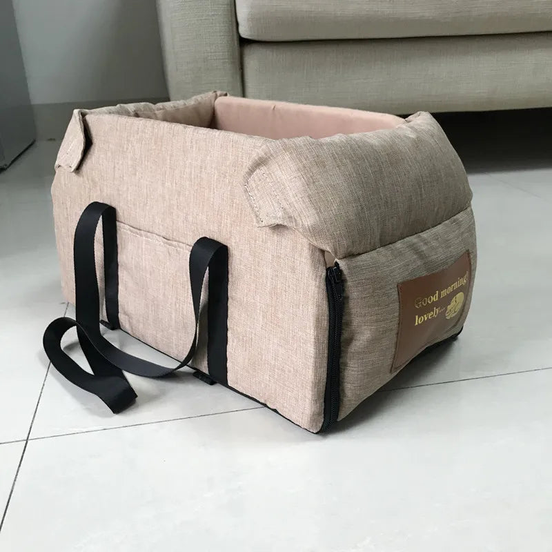 Portable Dog Car Seat Bed – Center Console Travel Carrier for Small Dogs and Cats