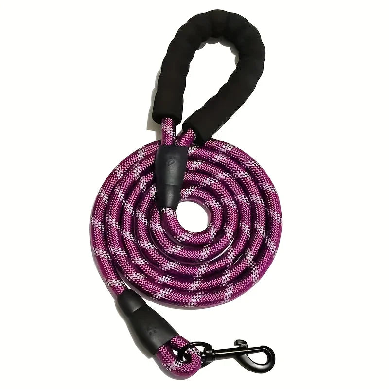 Double Handle Reflective Dog Leash - Heavy Duty Padded Lead for Strong Dogs