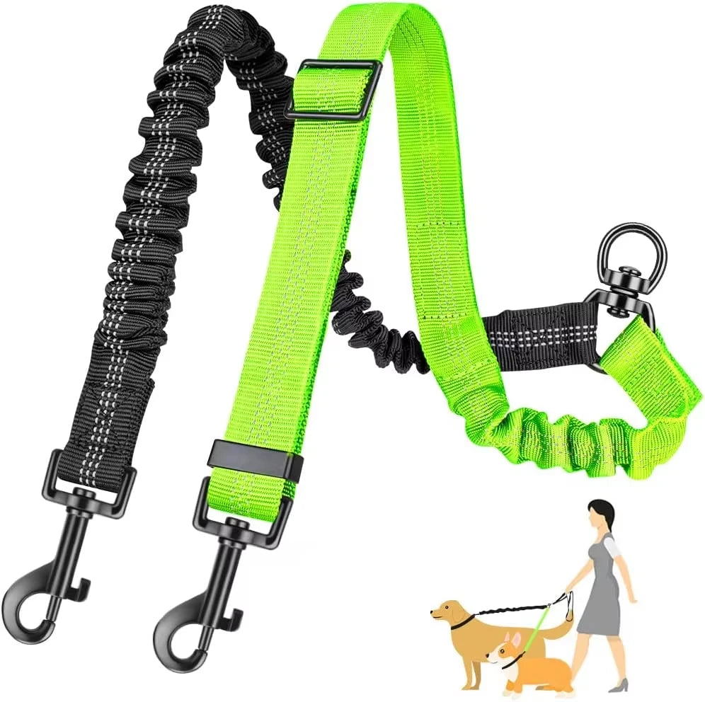 1.6ft Dual Dog Leash Extension - Shock Absorbing Bungee Coupler