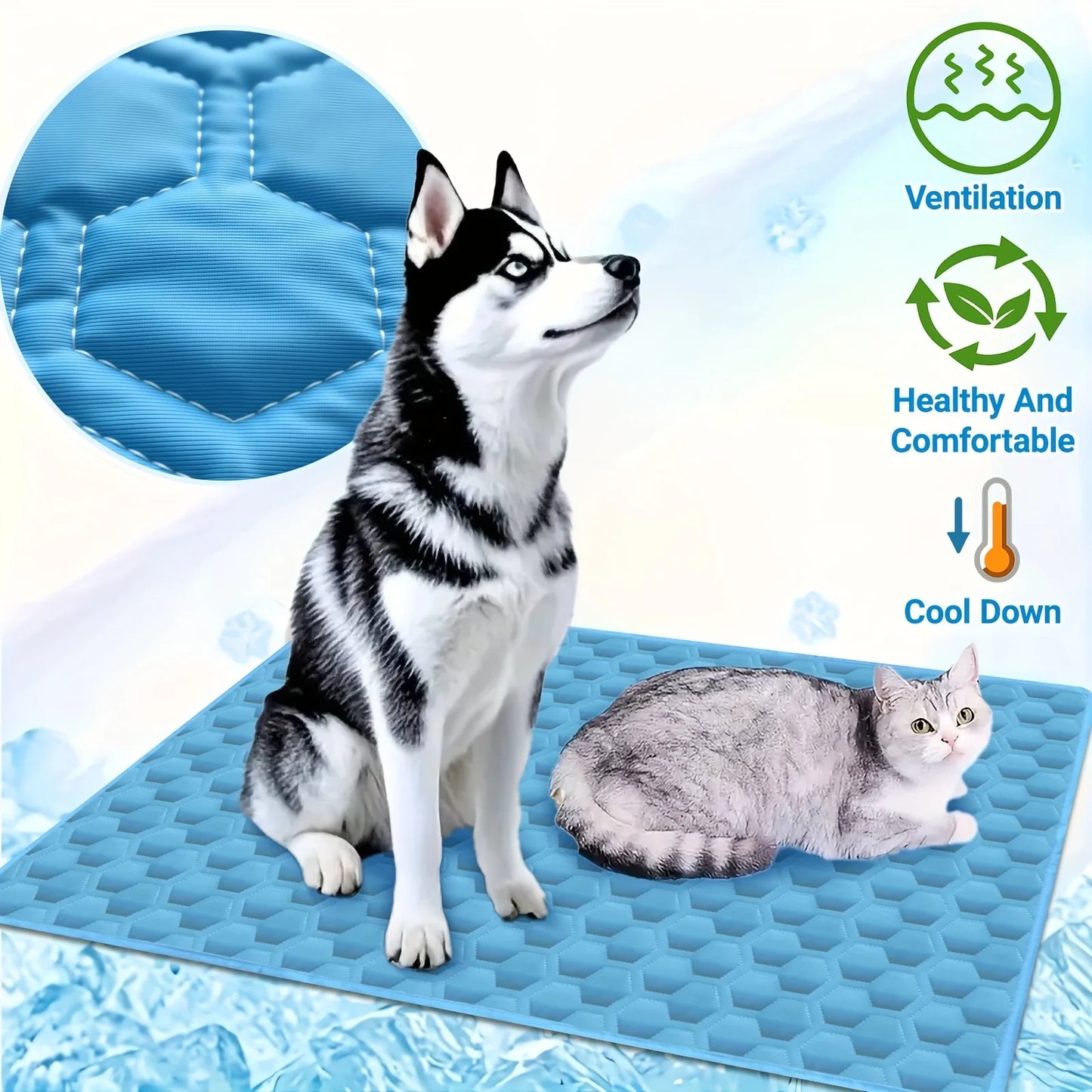 Ice Silk Dog Cooling Mat, Washable & Portable Summer Pet Sleeping Pad