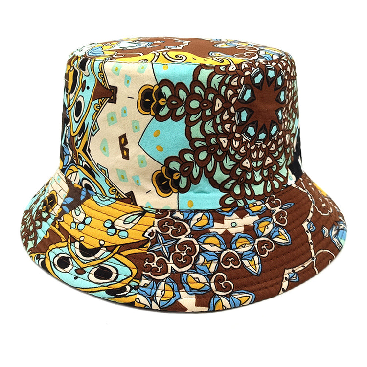 Geometric Bucket Hat Color Matching Printing Double-sided Wear Bucket Hat - PULSE MART