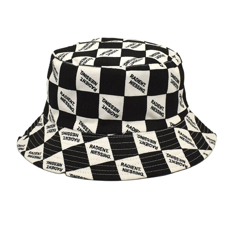 Letter Plaid Bucket Hat Women&