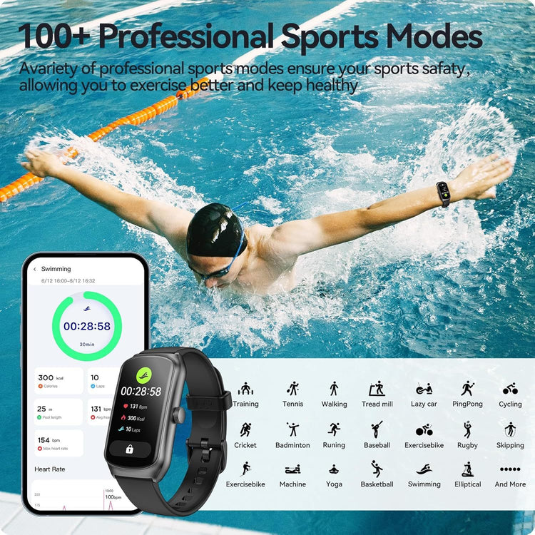 AMOLED Unisex Fitness Tracking Smartwatch With Heart Rate, Blood Oxygen And Sleep Monitoring, Waterproof Function, Pedometer, Swimming Health Activity Tracking - PULSE MART