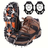 Shoe Ice Claws, Traction Shoe Nails, Ice And Snow Grip Straps With 19 Stainless Steel Nails, Shoe Claws Anti-Slip Boot Nails, Suitable For Walking, Jogging, Mountaineering And Hiking Black - PULSE MART