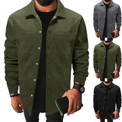 Corduroy Single-breasted Slim Jacket For Men - PULSE MART
