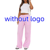 Fashion Y2K Striped Straight Trousers Summer Elastic High Waist Wide Leg Pants For Women - PULSE MART