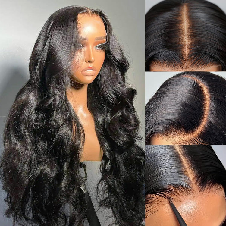 4x6 Lace Closure Wig Human Hair Natural Color Body Wave - PULSE MART