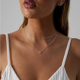 Dainty Diamond Solitaire Pendant Necklaces For Women, 14K Gold Plated Single Round Cubic Zirconia Square Simulated Diamond Choker Necklace Jewelry Gifts - PULSE MART