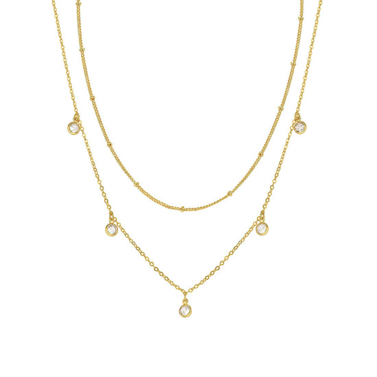 Waterdrop Chain Necklace,COLORFUL BLING Dainty Necklace Sideways Pendant Necklace For Women Gold Jewelry - PULSE MART