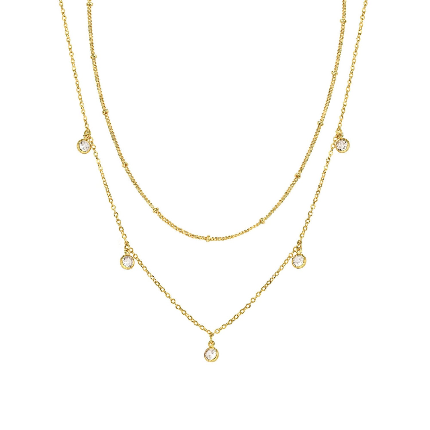 Waterdrop Chain Necklace,COLORFUL BLING Dainty Necklace Sideways Pendant Necklace For Women Gold Jewelry - PULSE MART