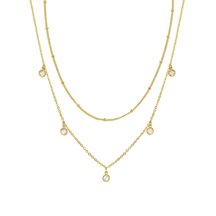 Waterdrop Chain Necklace,COLORFUL BLING Dainty Necklace Sideways Pendant Necklace For Women Gold Jewelry - PULSE MART