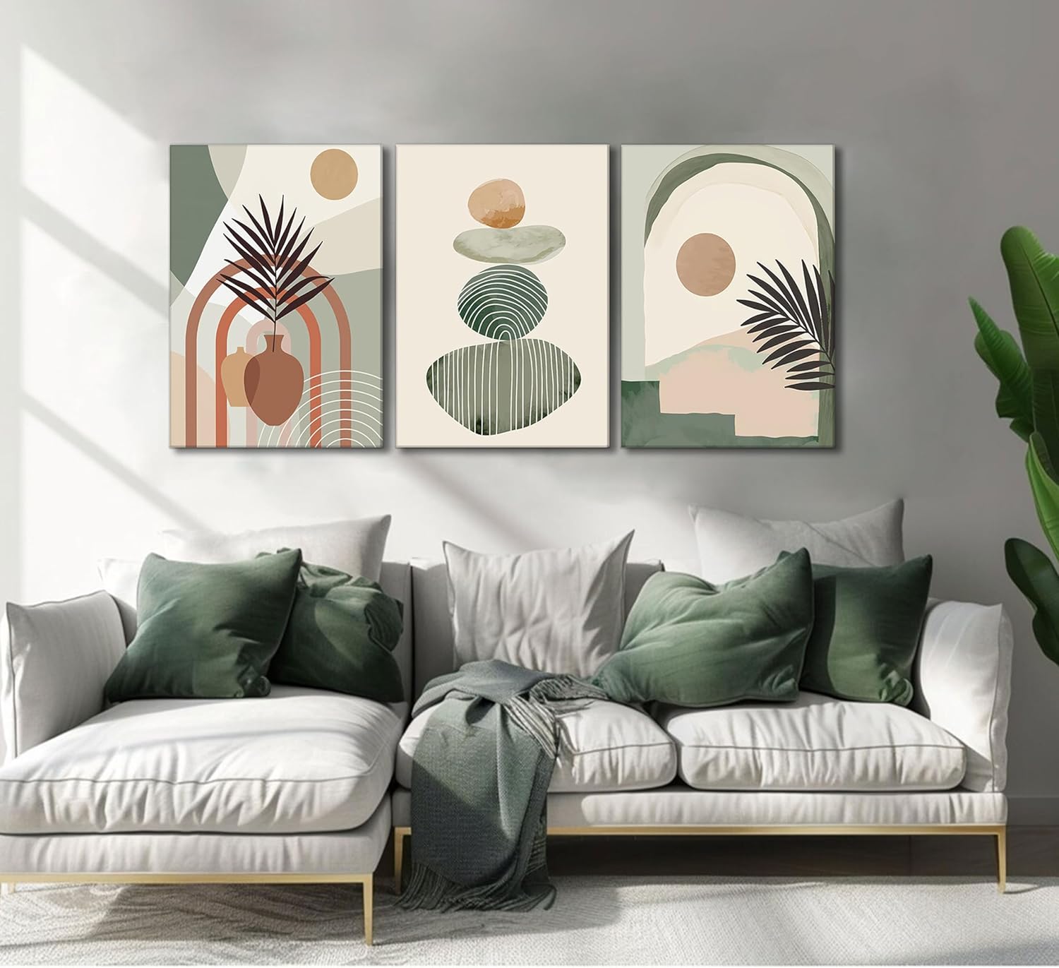 3 Pcs Boho Art Wall Decor Canvas Wall Art  Decor Stretched And Framed Ready To Hang Size 12 X 16in - PULSE MART