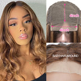 4x4 Lace Closure Human Hair Wig Highlight P4 27 Body Wave Density - PULSE MART