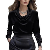 Elegant Solid-Color Minimalist Boat-Neck Long-Sleeve Shirt For Women - PULSE MART