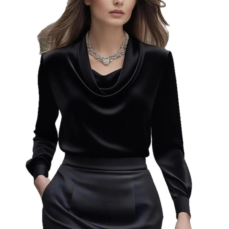 Elegant Solid-Color Minimalist Boat-Neck Long-Sleeve Shirt For Women - PULSE MART