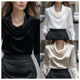 Elegant Solid-Color Minimalist Boat-Neck Long-Sleeve Shirt For Women - PULSE MART