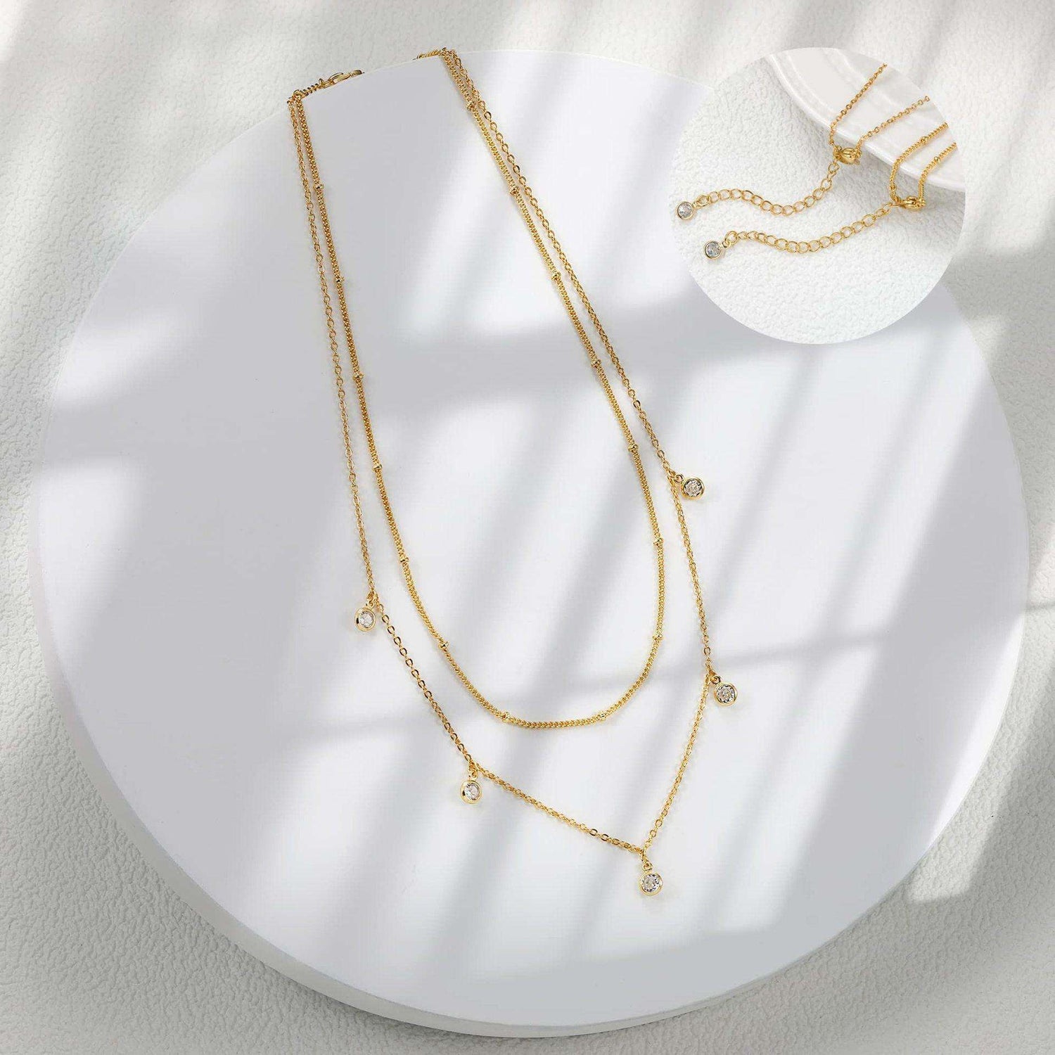 Waterdrop Chain Necklace,COLORFUL BLING Dainty Necklace Sideways Pendant Necklace For Women Gold Jewelry - PULSE MART