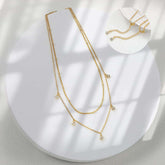 Waterdrop Chain Necklace,COLORFUL BLING Dainty Necklace Sideways Pendant Necklace For Women Gold Jewelry - PULSE MART