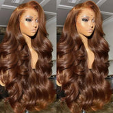Chocolate Brown 13x4 Lace Front Wig Human Hair Color 4 Body Wave Density - PULSE MART