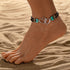 Fashion Vacation Style Alloy Double Heart Bead Turquoise Double Elastic Anklet - PULSE MART