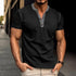 Fashion Short-sleeved Polo Shirt Summer Button V-neck T-shirt Tops Mens Clothing - PULSE MART
