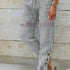 Fashion Striped Cotton Linen Elastic-waist Trousers Decorative Buckle Casual Pants - PULSE MART