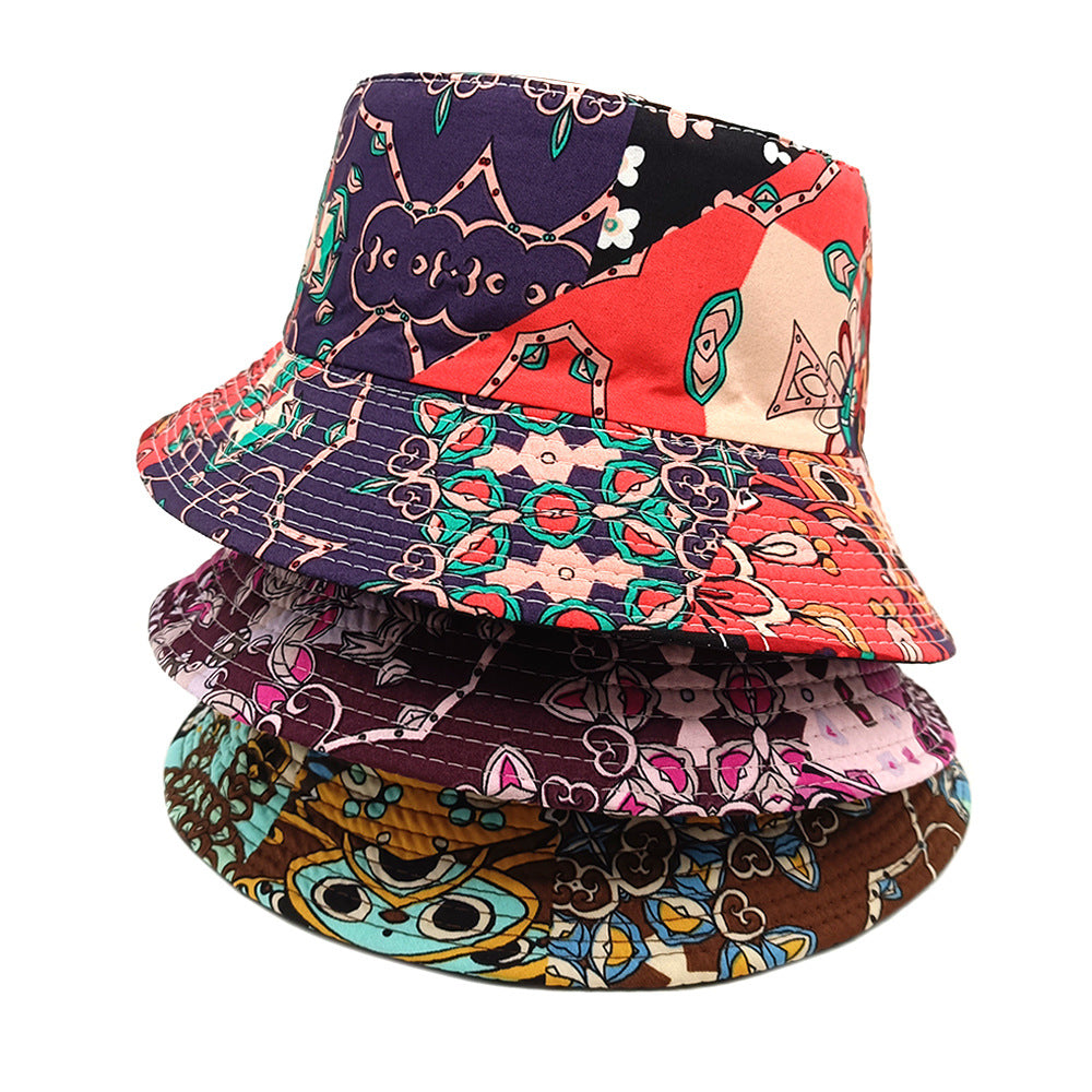 Geometric Bucket Hat Color Matching Printing Double-sided Wear Bucket Hat - PULSE MART