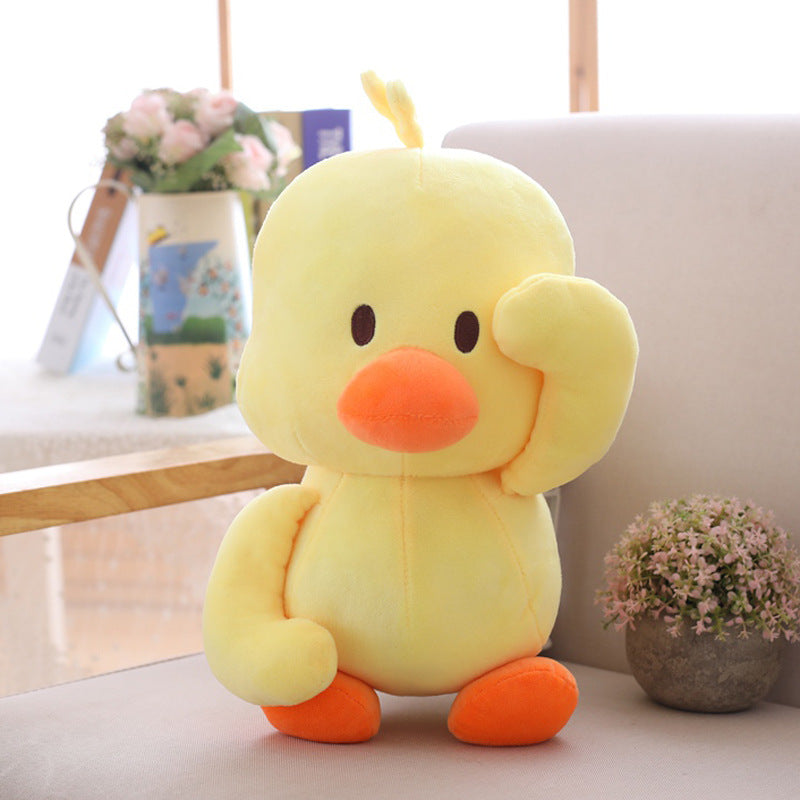 Little yellow duck figurine dancing expression small yellow duck plush toy