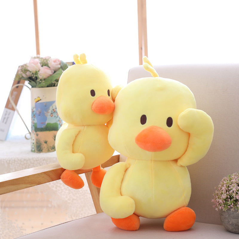 Little yellow duck figurine dancing expression small yellow duck plush toy