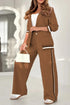 2 Pcs Set Women Suit Coat Pants Suit Lapel Long Sleeves Lady Jacket Wide Leg High Waist Trousers Female Commuting Office Outfit - PULSE MART