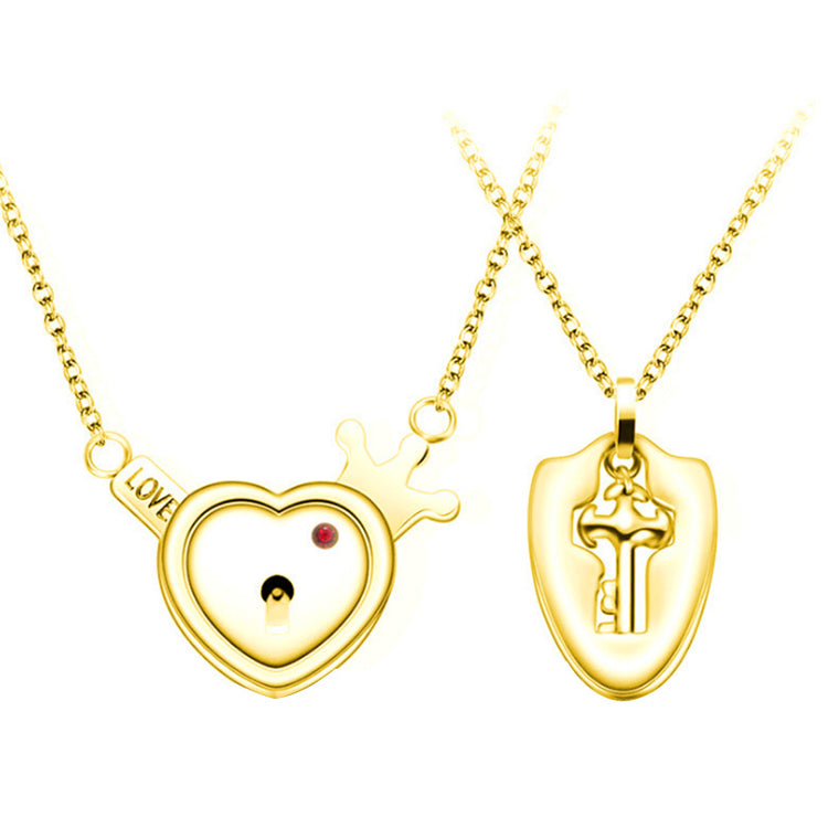 Fashion Jewelry Titanium Steel Couple Love Lock, Bracelet, Key Set, Necklace - PULSE MART