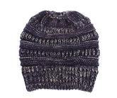 Mixed Color Knitted Wool Hat Ladies Non-labeled Ponytail Hat - PULSE MART