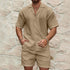 Men Tracksuits Summer Fashion Solid Loose Casual Two Pieces Lapel Button Shirt Shorts Beach Holiday All-match Outfits Male - PULSE MART