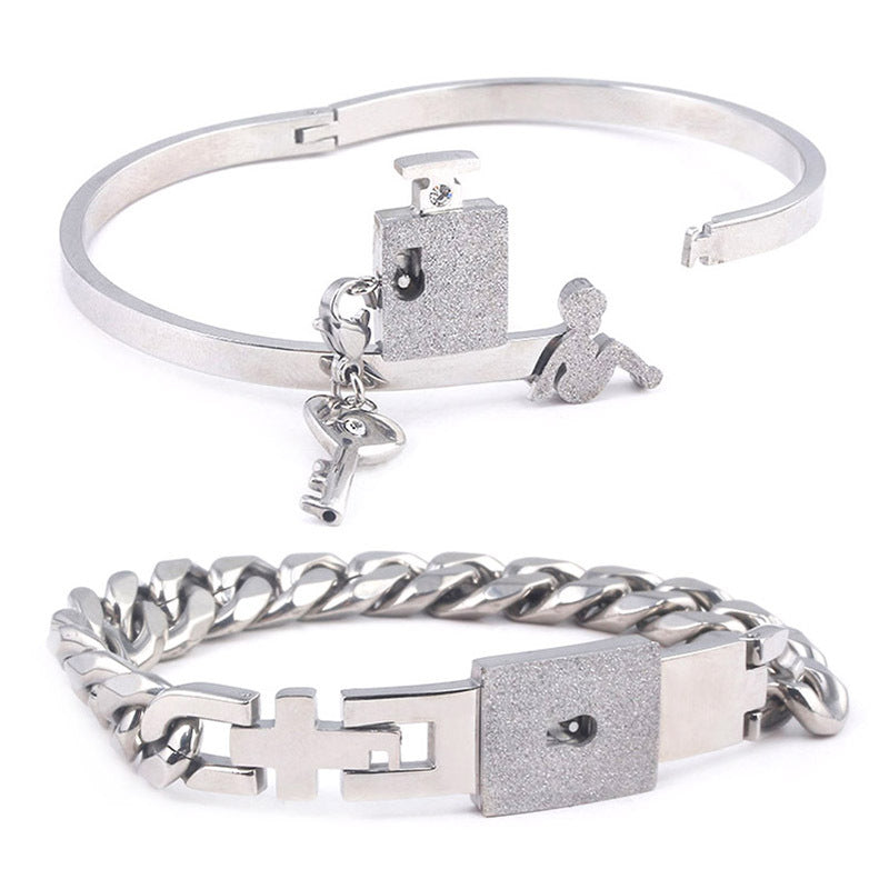 Fashion Jewelry Titanium Steel Couple Love Lock, Bracelet, Key Set, Necklace - PULSE MART