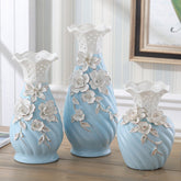 Ceramic Vase Ornament Home Decor Relief Hand-pinched Flower Design - PULSE MART