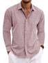 Long Sleeve T-shirt Undershirt Solid Color Long Sleeve Cotton Linen Shirt Men - PULSE MART