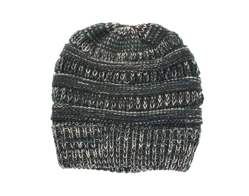 Mixed Color Knitted Wool Hat Ladies Non-labeled Ponytail Hat - PULSE MART