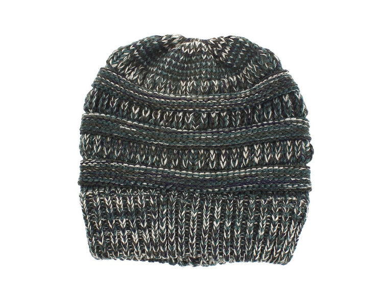 Mixed Color Knitted Wool Hat Ladies Non-labeled Ponytail Hat - PULSE MART