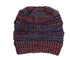 Mixed Color Knitted Wool Hat Ladies Non-labeled Ponytail Hat - PULSE MART