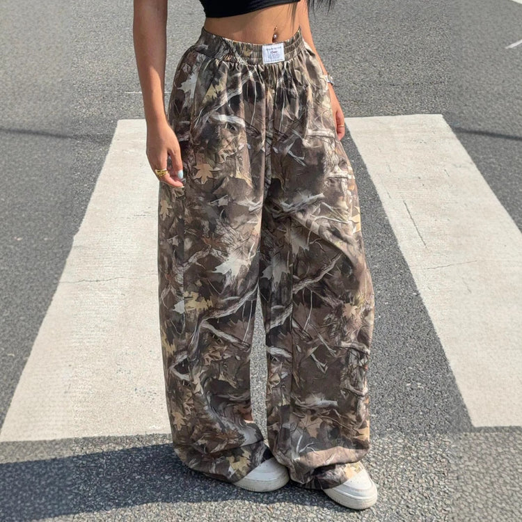 Slimming Casual Pants Hip Hop Retro Street Multi-pocket Camouflage Cargo Pants For Women Y2k Hip-hop Cargo Grunge Baggy Trousers - PULSE MART