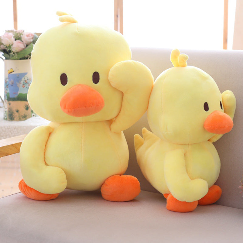 Little yellow duck figurine dancing expression small yellow duck plush toy
