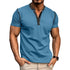 Fashion Short-sleeved Polo Shirt Summer Button V-neck T-shirt Tops Mens Clothing - PULSE MART