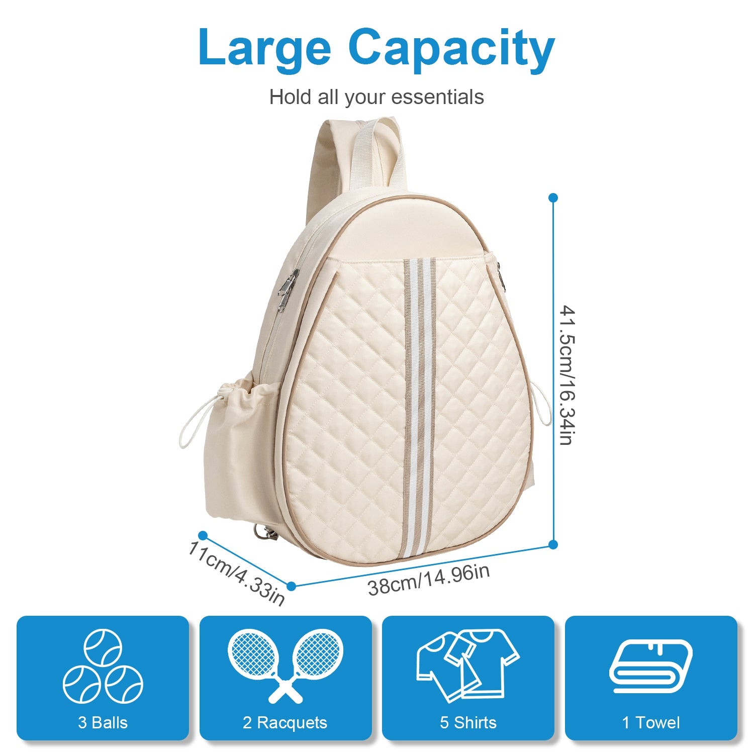 2 Color Options -- Pickleball Sling Bag For Men Women Waterproof Badminton Tennis Backpack With Wet Pocket Hidden Fence Hook Machine Washable - PULSE MART