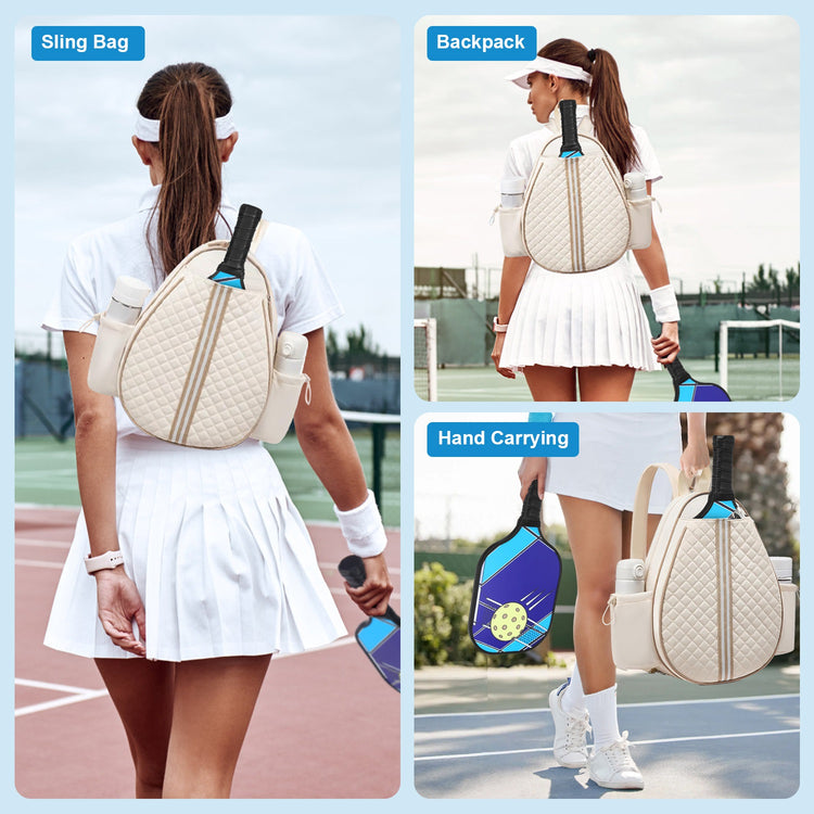 2 Color Options -- Pickleball Sling Bag For Men Women Waterproof Badminton Tennis Backpack With Wet Pocket Hidden Fence Hook Machine Washable - PULSE MART